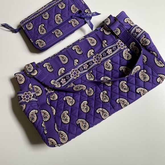 Vera Bradley Purple Paisley Shoulder Bag and Wallet - Picture 2 of 10